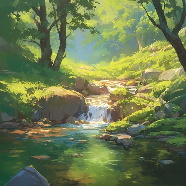 Landscape Painting-Forest Creek 1